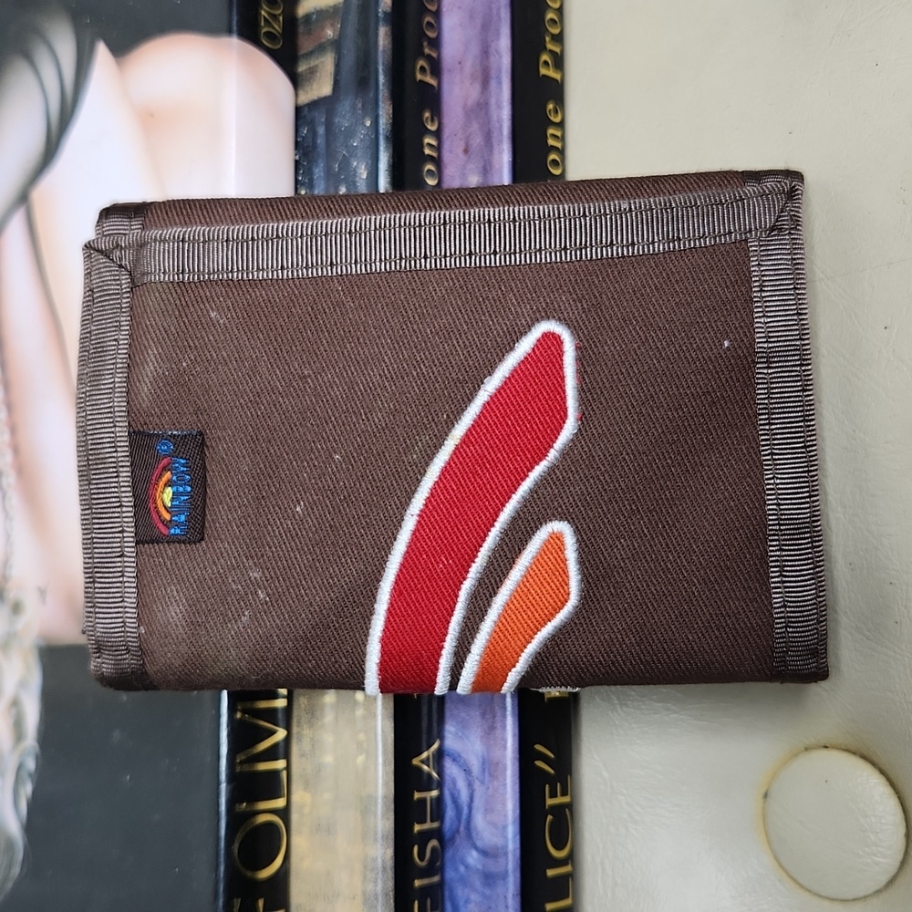 NWOT Rainbow Of California Tri-Fold Wallet W/ Velcro Closure, Zipper Coin Pouch